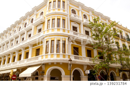 Ibiza downtown dalt vila yellow building Balearic 139231784