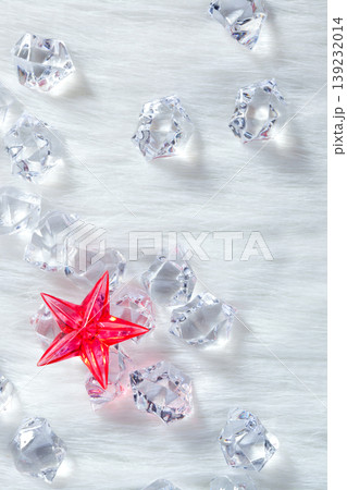 christmas red crystal star on ice cubes and fur 139232014