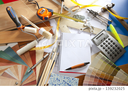 Architect desk designer workplace spiral notebook Architect desk designer workplace spiral notebook 139232025