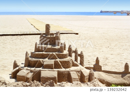 Beach sand castle summer vacation street art Beach sand castle summer vacation street art 139232042