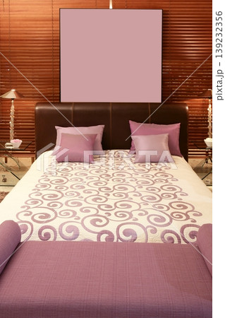 purple bedroom bed warm wood sunblind purple bedroom bed warm wood sunblind 139232356