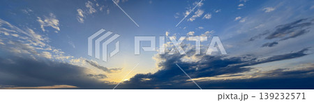 Blue sunset sky, panoramic nature background 139232571