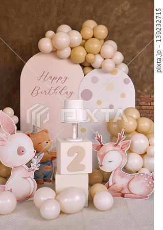 Second Birthday Photo Zone with Cake and Animals Second Birthday Photo Zone with Cake and Animals 139232715