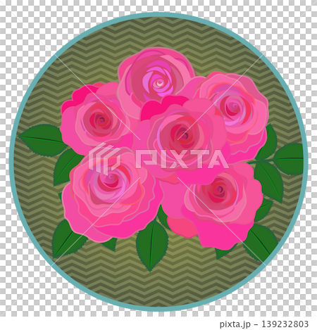 Illustration of a dark pink rose with a circular background Illustration of a dark pink rose with a circular background 139232803