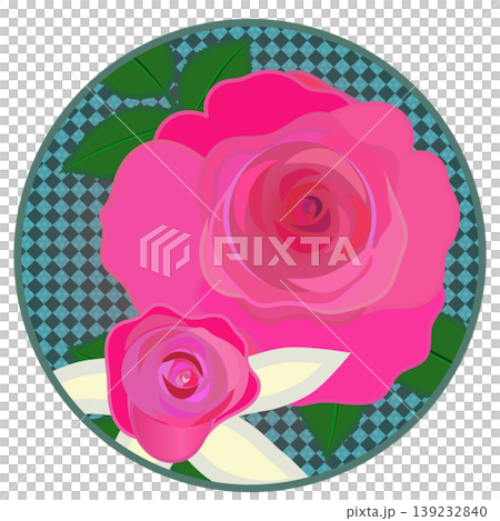Illustration of a dark pink rose with a circular background Illustration of a dark pink rose with a circular background 139232840