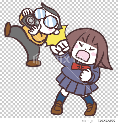 An illustration of a female student who dislikes being photographed. An illustration of a female student who dislikes being photographed. 139232855