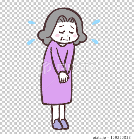 謝罪するシニア女性のイラスト 謝罪するシニア女性のイラスト 139233038
