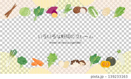 各種蔬菜的邊框插圖 139233163