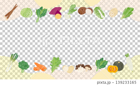 各種蔬菜的邊框插圖 139233165