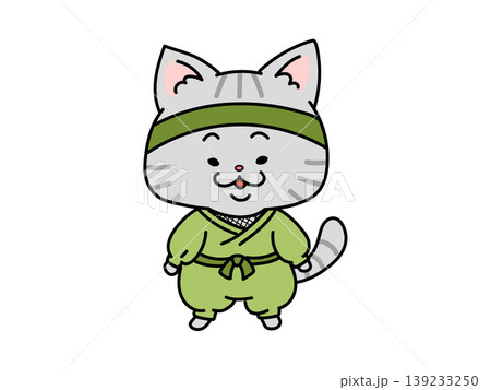 かわいい忍者のネコのイラスト 139233250