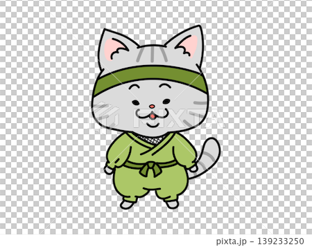 かわいい忍者のネコのイラスト 139233250