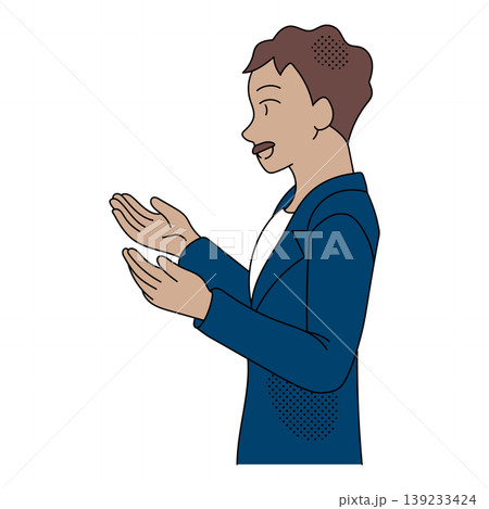 両手で説明するビジネスマンのイラスト 139233424
