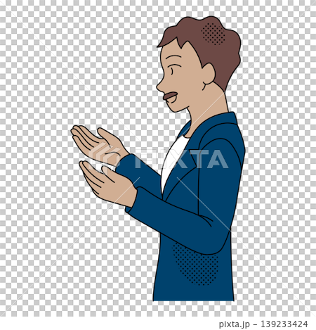 Illustration of a businessman explaining with both hands Illustration of a businessman explaining with both hands 139233424