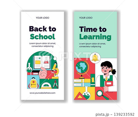 Social Media Vertical Banner Flat Cartoon Hand Drawn School Background Design Social Media Vertical Banner Flat Cartoon Hand Drawn School Background Design 139233592