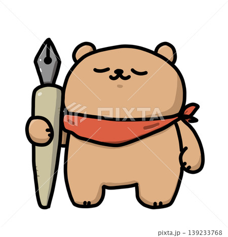ペンを持っているクマのキャラクター素材 ペンを持っているクマのキャラクター素材 139233768