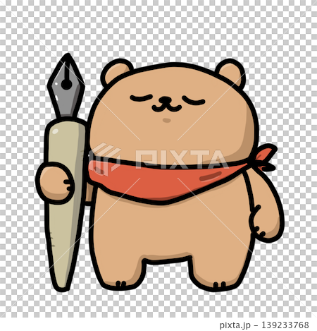 ペンを持っているクマのキャラクター素材 ペンを持っているクマのキャラクター素材 139233768