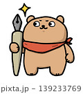 ひらめいている感じのペンを持ったくまのキャラクター素材 139233769