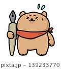 焦っている感じのペンを持っているクマのキャラクター 139233770