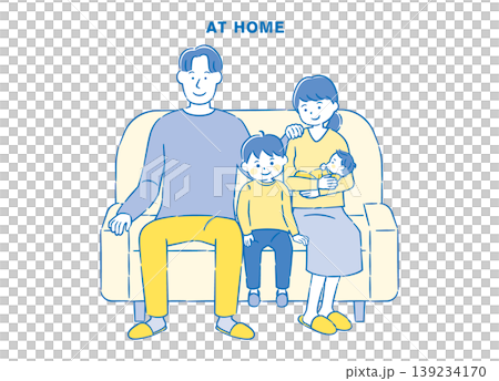 ソファでくつろぐ家族だんらん イラスト 2C ソファでくつろぐ家族だんらん イラスト 2C 139234170