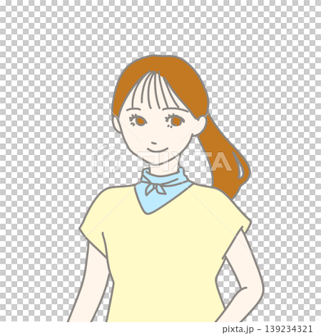一幅女孩面向前方的插畫。 一幅女孩面向前方的插畫。 139234321