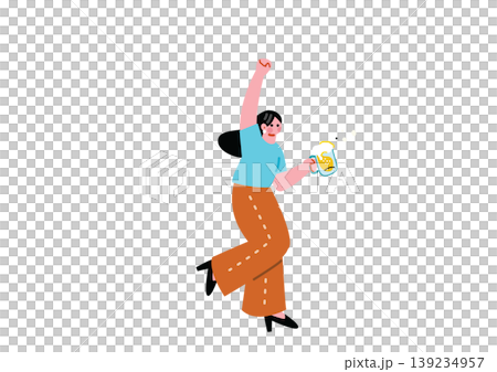 Illustration of a young woman drinking beer 139234957