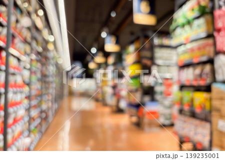 supermarket grocery store aisle and shelves blurred background supermarket grocery store aisle and shelves blurred background 139235001
