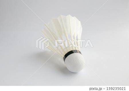 feather badminton shuttlecock on white paper texture background 139235021