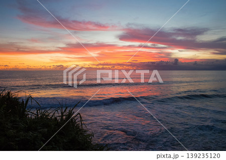 beautiful dramatic landscape of sunset on the sea beach beautiful dramatic landscape of sunset on the sea beach 139235120