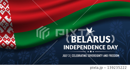 Belarus Independence Day Celebration Banner with National Flag 139235222