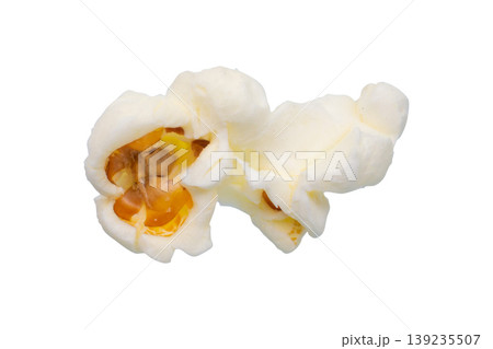 Tasty popcorn close up isolated on white background Tasty popcorn close up isolated on white background 139235507