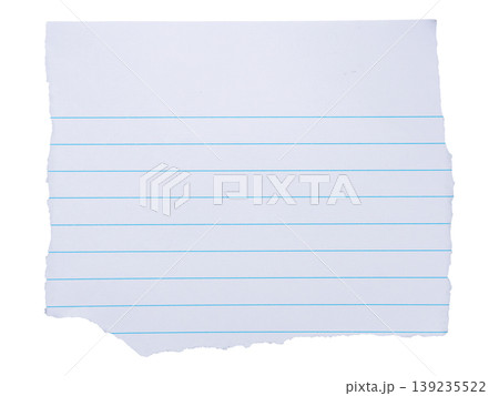 piece of lined paper tear isolated on white...の写真素材 [139235522] - PIXTA