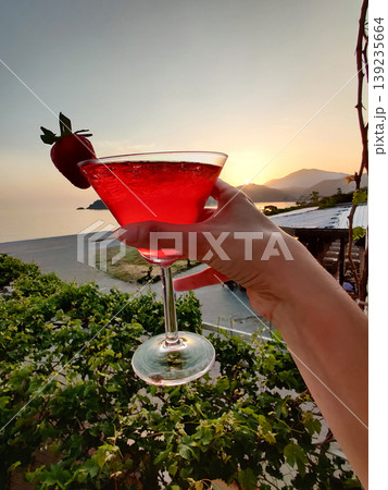 close up of a beautiful fruity alcoholic cocktail 139235664
