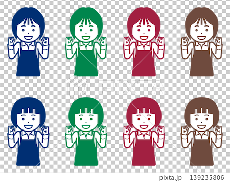 Icon of a woman in an apron making a victory pose. 139235806