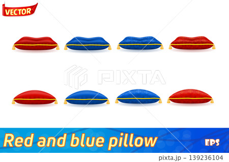red blue pillow with gold rope and tassels vector illustration red blue pillow with gold rope and tassels vector illustration 139236104