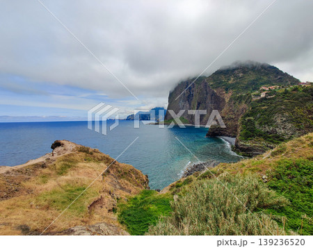 beautiful rocky mountains by the sea on the island of Madeira in Portugal 139236520