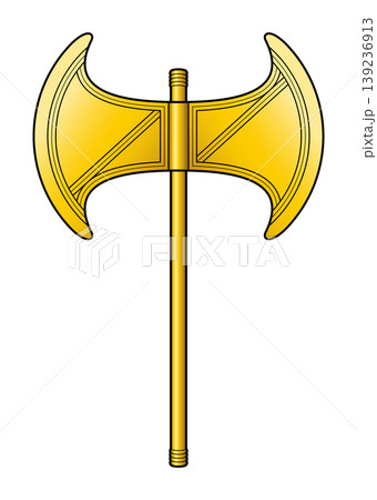 Golden labrys, a Minoan double-bladed axe and sacred religious symbol of the Mater-arche of creation, associated with the Minoan Great Goddess, the Mother Goddess, or Mistress of the Labyrinth. Vector Golden labrys, a Minoan double-bladed axe and sacred religious symbol of the Mater-arche of creation, associated with the Minoan Great Goddess, the Mother Goddess, or Mistress of the Labyrinth. Vector 139236913