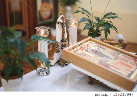 church accessories for the priest's service are made of gold church accessories for the priest's service are made of gold 139236947