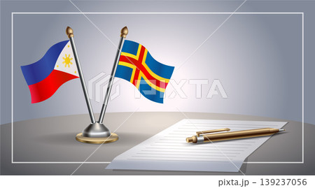 Small national flag of Philippine and Aland Islands flag Relation, Template Vector Illustration 139237056