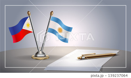 Small national flag of Philippine and Argentina flag Relation, Template Vector Illustration 139237064