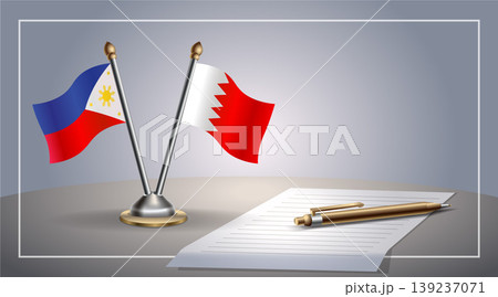 Small national flag of Philippine and Bahrain flag Relation, Template Vector Illustration 139237071