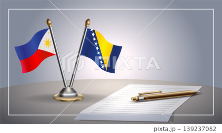 Small national flag of Philippine and Bosnia and Herzegovina flag Relation, Template Vector Illustration Small national flag of Philippine and Bosnia and Herzegovina flag Relation, Template Vector Illustration 139237082