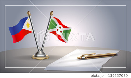 Small national flag of Philippine and Burundi flag Relation, Template Vector Illustration 139237089
