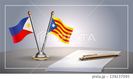 Small national flag of Philippine and Catalonia flag Relation, Template Vector Illustration 139237095