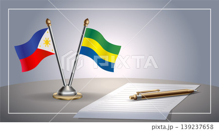 Small national flag of Philippine and Gabon flag Relation, Template Vector Illustration 139237658