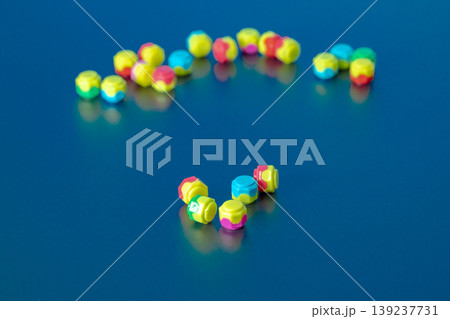 Korean traditional game kit Gonggi.Colourful plastic stones Korean traditional game kit Gonggi.Colourful plastic stones 139237731