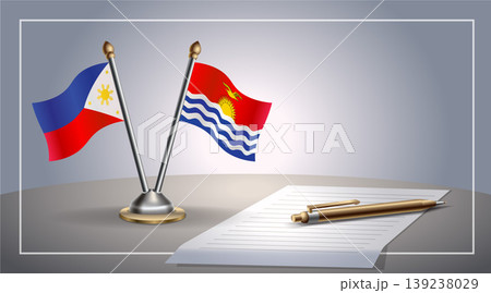 Small national flag of Philippine and Kiribati flag Relation, Template Vector Illustration 139238029