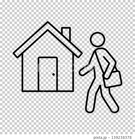 帰宅する人物のラインアイコン 139238378