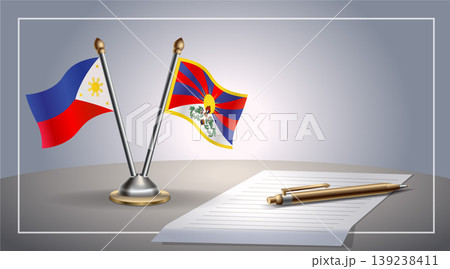 Small national flag of Philippine and Tibet flag Relation, Template Vector Illustration Small national flag of Philippine and Tibet flag Relation, Template Vector Illustration 139238411