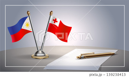 Small national flag of Philippine and Tonga flag Relation, Template Vector Illustration 139238413