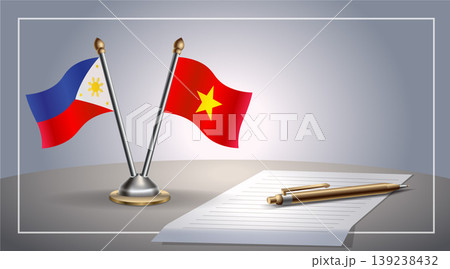 Small national flag of Philippine and Vietnam flag Relation, Template Vector Illustration 139238432